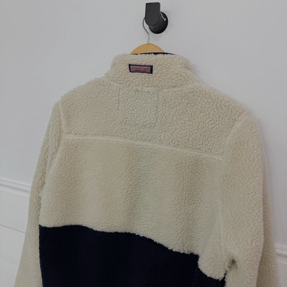 Vineyard Vines Shep Sherp Super Sherp Fleece Pullover Nautical Navy Cream M - Picture 6 of 7
